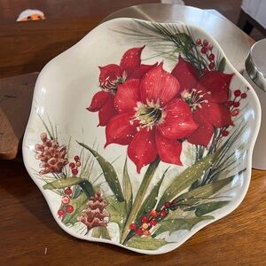 🎅🏻🧑‍🎄 Holiday Amaryllis  Serving Plate. EUC
